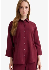 Resim Defacto Bordo Kadın Gömlek F7187ax/br237 Bordo 