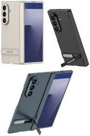 Resim CONSTRAIN - Galaxy Z Fold 7 ile uyumlu Samsung Kılıf L Standlı Kamera Korumalı Kıpta Titanyum Renkli PC Kapak 