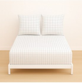 Resim Desenli Çift Kişilik Lastikli Battal 180 X 200 Çarşaf Ve 2 Adet Yastık Kılıfı Beyaz 