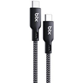 Resim Bix BXCC240 Type-C To Type-C 240W 480 Mbps Usb-IF Sertifikalı Hi-Speed Örgülü 1.8 M Siyah Şarj Ve Data Kablosu 