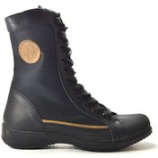 Resim Vanotte 785 Hakiki Yağlı Deri Siyah Kadın Postal Bot-36 Siyah 