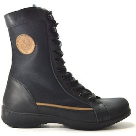 Resim Vanotte 785 Hakiki Yağlı Deri Siyah Kadın Postal Bot-36 Siyah 