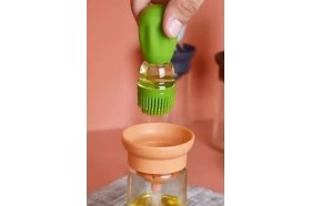 Resim Mbb E-Ticaret Hazneli Silikon Uçlu Cam Yağdanlık Sirke Yağ Yumurta ve Sos Fırçası 