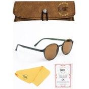 Resim Lunox LNX203 Floki Yeşil-Kahve Kemik Unisex Sürücü Gözlüğü 