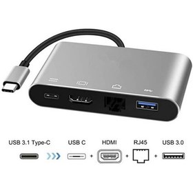 Resim 4In1 Type C To Usb 3.0 + Hdmi + Gigabit Ethernet + Type-C Adaptör (551664302) 