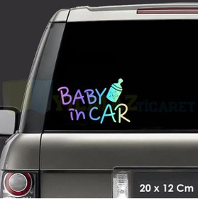 Resim yılmazetic Biberon Arabada Bebek Var Hologram Araba Oto Sticker Yapıştırma Renkli Etiket Çıkartma 20 X 12 Cm 