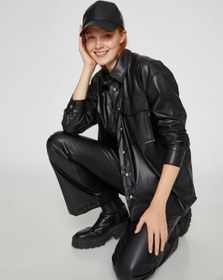 Resim Oversize Gömlek Deri Görünümlü 