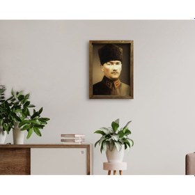 Resim Bk Home Atatürk Tasarımlı Doğal Masif Ahşap Çerçeveli Tablo 45X65 (551057740) 