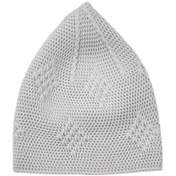 Resim Dokuma Örgü Desenli Takke Kaliteli Namaz Takkesi Açık Gri 