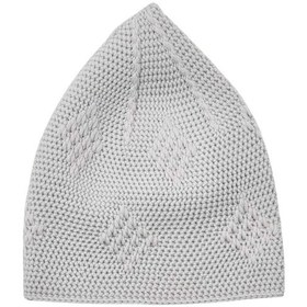 Resim Dokuma Örgü Desenli Takke Kaliteli Namaz Takkesi Açık Gri 