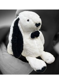 Resim Uyku Arkadaşım Papyonlu Uzun Kulak Bunny Peluş Tavşan Siyah 