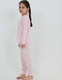 Resim Toontoy Kız Çocuk Kelebek Baskılı Pijama Takım Açık Pembe 