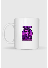 Resim Stranger Things Steve Harrington Sticker Baskılı Kupa Bardak Beyaz 
