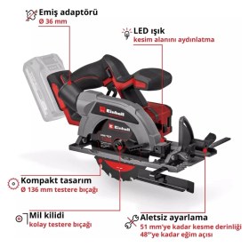 Resim Einhell Tp-Cs 18/136-C Li Solu Mini Daire Testere 4331240 