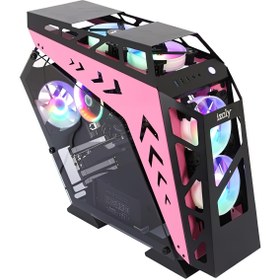 Resim IZOLY Argb Cyberpunk Robotic Ax9 Pink 5x12cm Full Glass Oyuncu Bilgisayar Kasası 