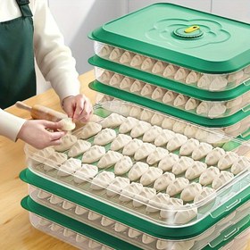 Resim 1 Adet 3/4 Katmanlı Köfte Kutusu, Ev Buzdolabı Dondurucu İçin Özel Kapalı Tazelik Kutusu, Çok Katmanlı Büyük Kapasiteli Hızlı Dondurulmuş Gıda Wonton Saklama Kutusu, Mutfak Malzemeleri 