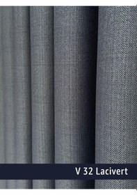 Resim Donatti Lacivert Düz Keten Fon Perde 1/3 Pile Tek Kanat Lacivert 