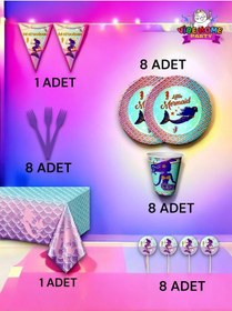Resim 8 Kişilik Deniz Kızı Temalı Premium Set - Doğum Günü Parti Ve Eğlenceli Etkinlikler 7 