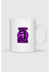 Resim Stranger Things Steve Harrington Sticker Baskılı Kupa Bardak Beyaz 