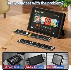 Resim Left and Right Slide Rail for Nintendo Switch Console Slide Rail Bar Replacement with Flex Cable for NS Nintendo Switch Console Rebuild Track Accessories Repair Parts(with Console Screws) 