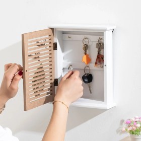 Resim 2069 Duvara Montajlı Dekoratif Anahtarlık Dolabı - Duvar Askılı Anahtar Saklama Kabini 21X25,5CM 