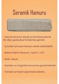 Resim Beyaz Seramik Hamuru 3 Kg Plastik Ebeşuar Seti Kil Seti Seramik Çamuru Çamur Kesme Teli Seramik Kili 