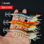 Resim 3 adet AVLCOAKI Luminous Squid Jigs Seti - 12cm/27g Yumuşak Ayak Karidesi ile Zil Boncukları, Tuzlu Su Balıkçılığı için Floresan Parlayan Karanlık Yapay Yem, ABS/Paslanmaz Çelik/Bakır, Balıkçılık Aksesuarları 