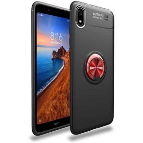 Resim Xiaomi Redmi 7A Uyumlu Kılıf Zore Ravel Silikon Kapak Siyah-Kırmızı 