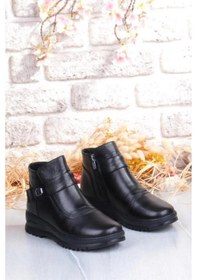 Resim Pepita B002 Ortopedik Esnek Taban Yumuşak Kadın Deri Bot Siyah 