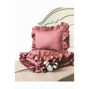 Resim Gül kurusu fırfırlı çift kişilik nevresim takımı 