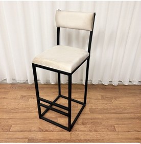 Resim İbiza Bar Sandalyesi , Bar Taburesi , Ada Mutfak Sandalyesi , Taburesi - Krem Kumaş 
