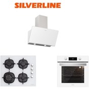 Resim Silverline Beyaz Cam Ankastre Set (3457 Soho 60+cs5429w01+bo6504w01) 