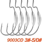 Resim 10 adet Kancalı Kancalar Paketi - #3'den 5/0'a kadar Balıkçılık için Tasarlanmış, Yumuşak Yem ve Ağırlıklı Wacky Worm Kancaları için Uygun. 