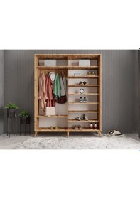 Resim İmaj Sürgülü Portmanto Vestiyer Çam Füme - Montaj Dahil 160 Cm 