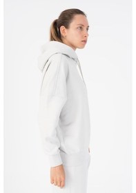 Resim Maraton Oversize Kadın Bisiklet Yaka Gümüş Gri Sweatshirt Gümüş Gri 
