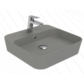 Resim Loop Kare Masa Üstü İnce Çanak Lavabo 45 cm Extra Cool Grey 