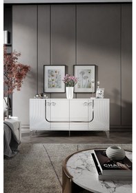 Resim ART KONSOL MDF MEBRAN KAPAK BEYAZ GÜMÜŞ 