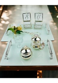 Resim Harmonize Beyaz Söz Tepsisi Ve Damat Kahve Fincanı Pembe Pembe 