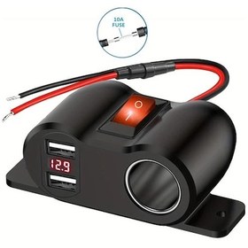 Resim Honeybeeshop 12v Çift Usb Çıkışlı Kırmızı Işık Güç Anahtarlı Pd3 0 Usb C Qc3 0 Usb Portlu Voltmetreli Araç Şarj Adaptörü 4 2a Tekne Deniz Kamyon Karavan Golf Utv 