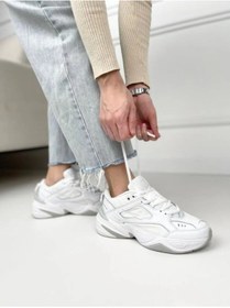 Resim Nike M2k Tekno Leather Unisex Sneaker Hakiki Deri Spor Ayakkabı Beyaz Yükseklik 4cm Sportiks 