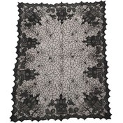 Resim Yunboo Halloween Siyah Örme Masa Örtüsü - 135x175 Cm Poliester, Spooky Dekor, Ev/parti Kullanıma Uygun, Yıkama Kolay 