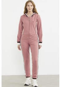 Resim Renkli Biye Detaylı Jogger Eşofman Takım - Pembe Pembe 