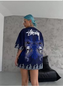 Resim Soonaksesuar Unisex Bisiklet Yaka Baskılı Oversize T-shirt - Lacivert Lacivert 
