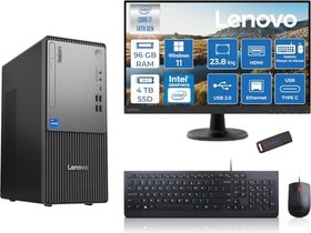Resim Lenovo Thinkcentre Neo 50T Gen5 Intel Core I7 14700 96GB Ddr5 4tb SSD 23.8 Inç Monitör Windows 11 Pro Intel UHD 770 Masaüstü Bilgisayar 2412UAS0GL00P30 + Zetta Flash Bellek 