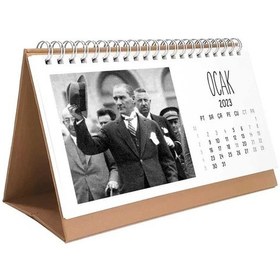 Resim 2027 Atatu Rk Takvimi - Atatürk Fotoğraflı 2027 Masa Takvimi - Kahverengi 