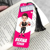 Resim Sporcu Kadın Karikatürlü Püsküllü Kitap Ayracı 