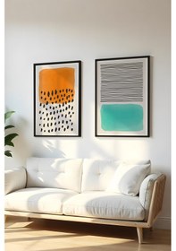 Resim Huhuli Ahşap Siyah Çerçeveli 2 Parça Set Tablo Huhu136 