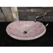 Resim Pembe Traverten Elips Dizayn Lavabo 