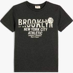 Resim Erkek Çocuk Brooklyn Baskılı Kısa Kollu Bisiklet Yaka Tişört 