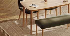 Resim Lyno 77x140 Sabit Yemek Masası Takımı (Roa Bench & 2 Venn Sandalye) - Performans Keten - Tuğla / Açık 